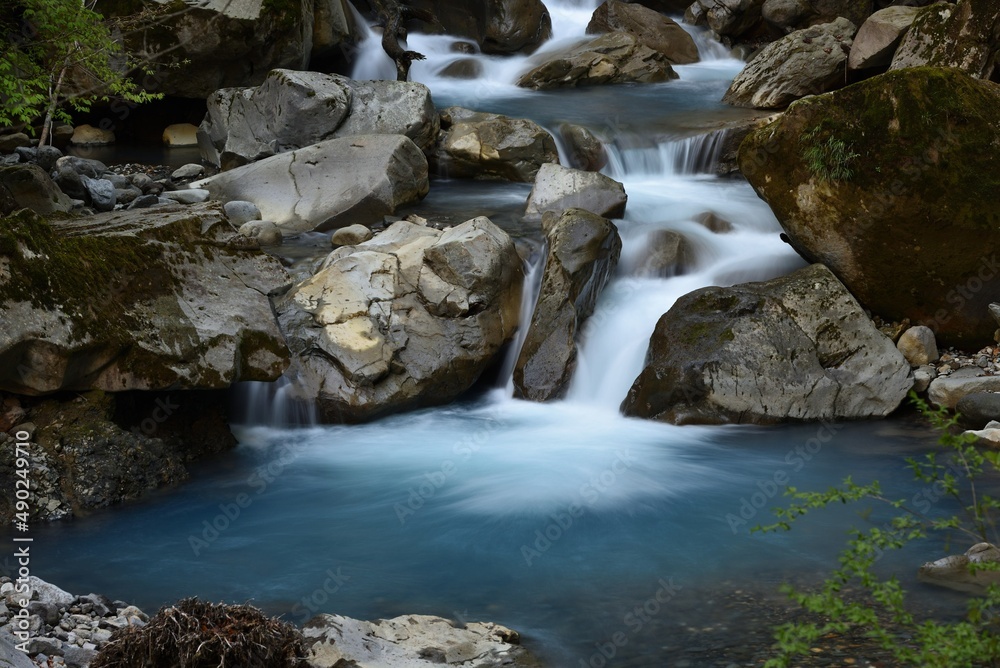 Fantastic green and blue waterfall