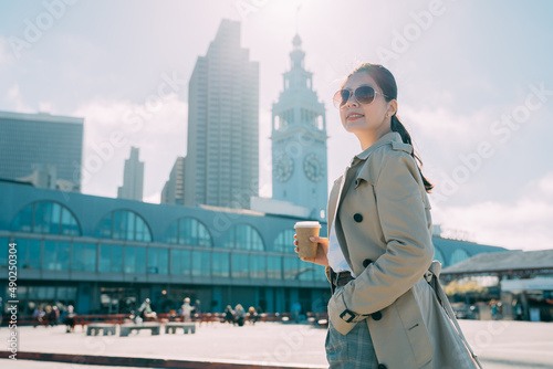 Photography San francisco ferry building with blue sunny sky in background