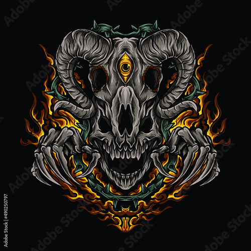 artwork illustration and t shirt design skull and goat skull