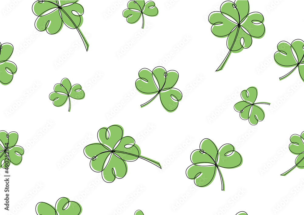 Shamrock's plant seamless wallpaper and giftwrapping on white background Shamrock's plant seamless wallpaper and giftwrapping on white background