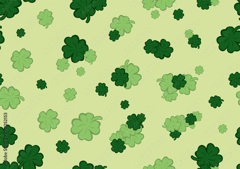 Shamrock's plant seamless wallpaper and giftwrapping on white background