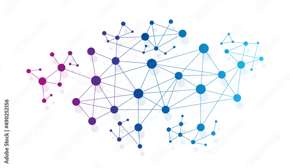 Blockchain network technology fintech background template. Connect dots linked global digital data interface graphic vector. Blockchain network technology fintech background template. Connect dots linked global digital data interface graphic vector.