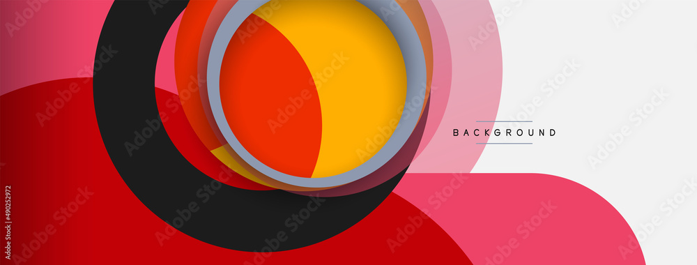Creative geometric wallpaper. Minimal abstract background. Circles composition vector illustration for wallpaper banner background or landing page Creative geometric wallpaper. Minimal abstract background. Circles composition vector illustration for wallpaper banner background or landing page