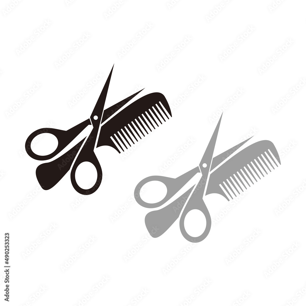 Scissor and comb icon vector illustration symbol on white background Stock Vector Adobe Stock