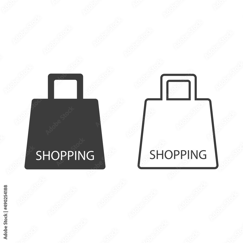 Paper shopping bag flat design or Paper shopping bag icons. 2 style of paper shopping bag icon isolated on white background. Paper shopping bag flat design or Paper shopping bag icons. 2 style of paper shopping bag icon isolated on white background.