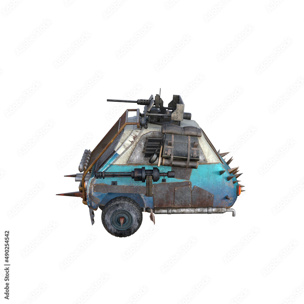 Fototapeta premium Apocalyptic car with weapon and equipment. 3d rendering - 3d illustration.
