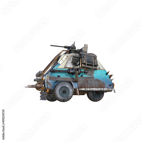 Apocalyptic car with weapon and equipment. 3d rendering - 3d illustration.
