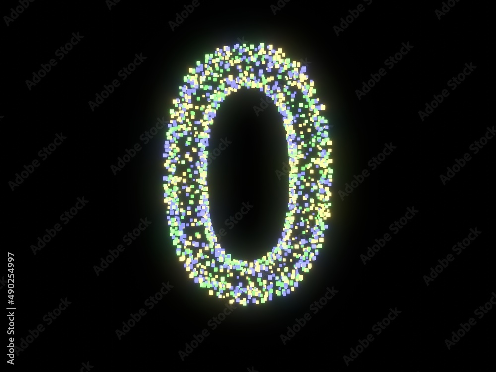 Glowing Cube Themed Font Number 0 Glowing Cube Themed Font Number 0