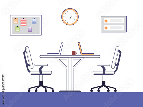 Workplace position design in the office. The office provides good facilities so that employees are comfortable at work. Ai vector illustration	