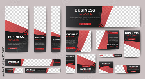 Abstract banner design web template Set  Horizontal header web banner. Modern Gradient Red cover header background for website design  Social Media Cover ads banner  flyer  invitation card