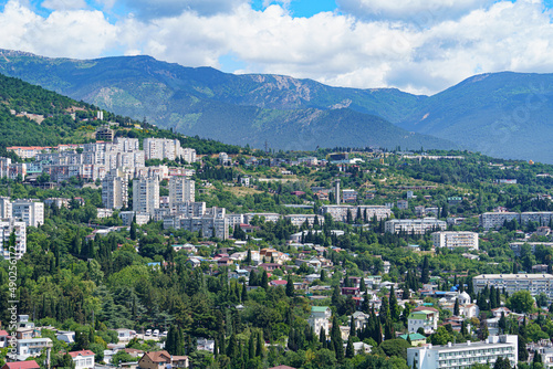 Urban landscape with buildings. Yalta, Crimea