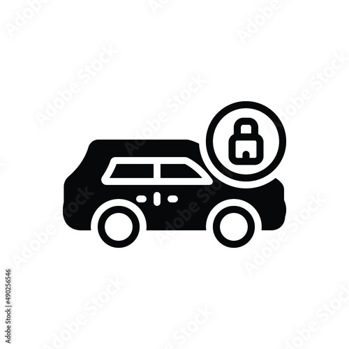 Black solid icon for locking theft 