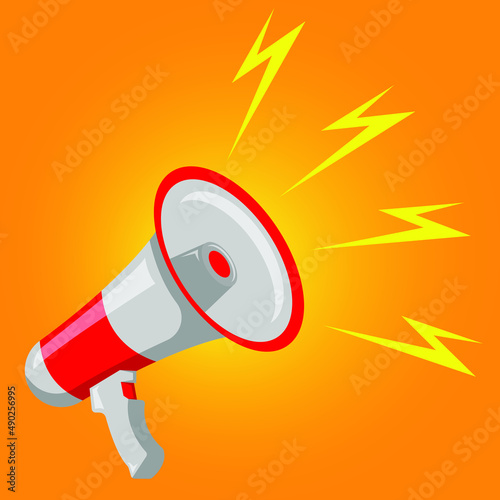 Simple Flat Red Speaker Toa Megaphone Illustration Design on Yellow Background Template Vector
