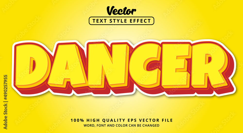 Obraz premium Dancer text in orange and red color combination style, Editable text effect