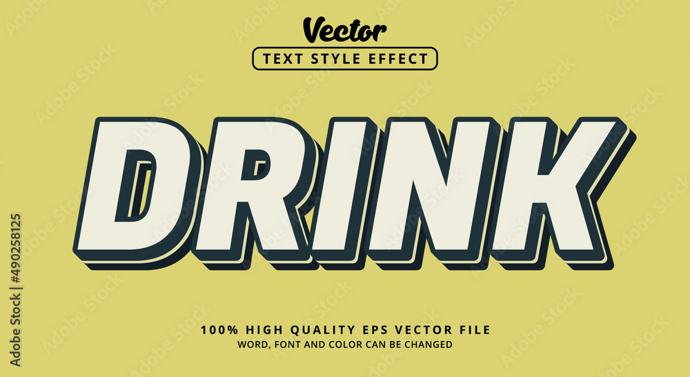 Editable text effect, Drink text with vintage color style and layered style