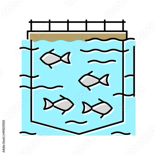 sea cages salmon color icon vector illustration
