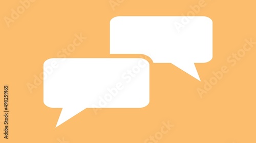 DIALOGUE. Two speech bubble. PASSION for the language and the communication. Conversation. Retro toned style. Illustration. Elegant beige color fund. 