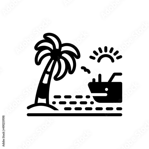 Black solid icon for coast