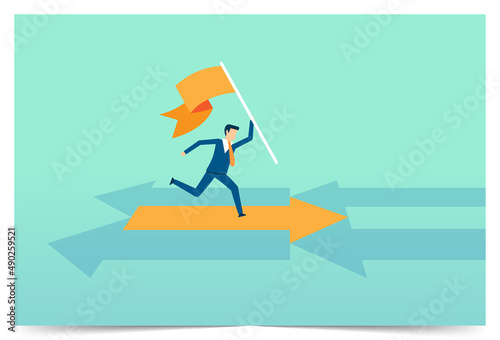 Business success and improvement, sharing same business goal and direction, support and partnership for career growth, growth rising up arrow