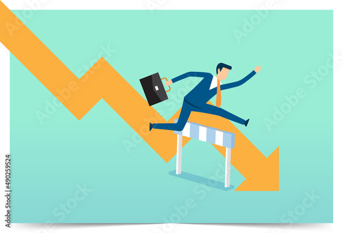 Business people hurdle race, business competition and challenge, runners up, cheering people, economic support