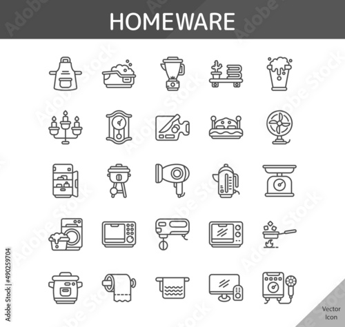 homeware icon set, isolated outline icon in light background, perfect for website, blog, logo, graphic design, social media, UI, mobile app, EPS vector illustration