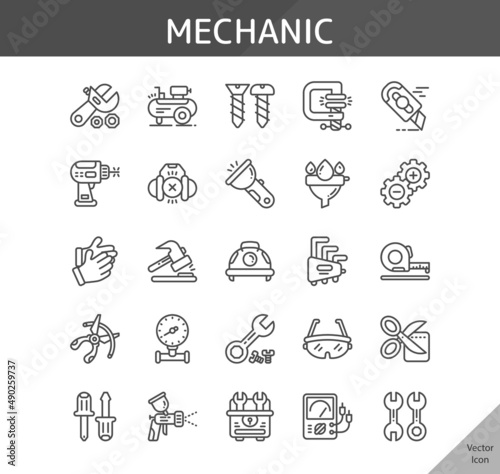 mechanic icon set  isolated outline icon in light background  perfect for website  blog  logo  graphic design  social media  UI  mobile app  EPS vector illustration