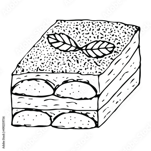 Tiramisu vector illustration, hand drawing doodle