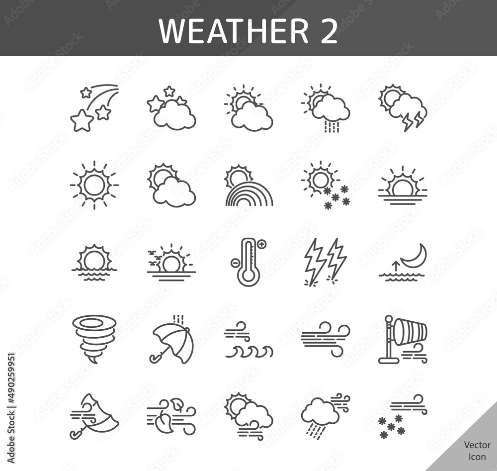 weather 2 icon set, isolated outline icon in light background, perfect for website, blog, logo, graphic design, social media, UI, mobile app, EPS vector illustration
