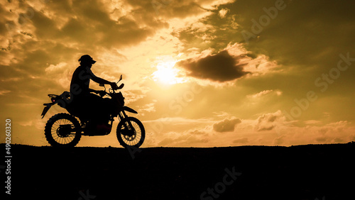 Tourists with motorcycles, motocross. Adventure tourists on motorcycles. men's holiday event ideas