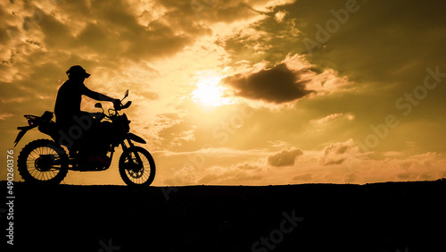 Tourists with motorcycles  motocross. Adventure tourists on motorcycles. men s holiday event ideas