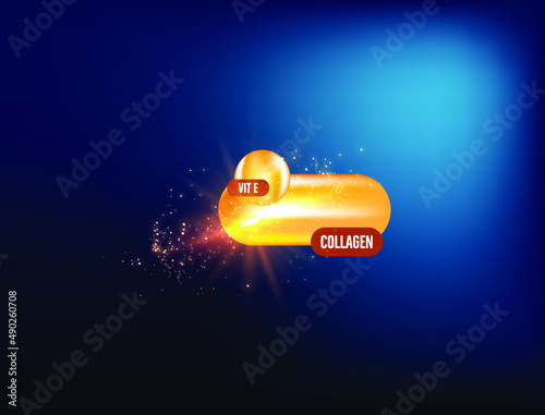 abstract collagen capsules and vitamin c design vector illustration