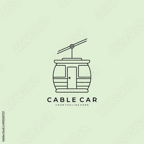 Cable car logo line art minimalist illustration simple icon vector design