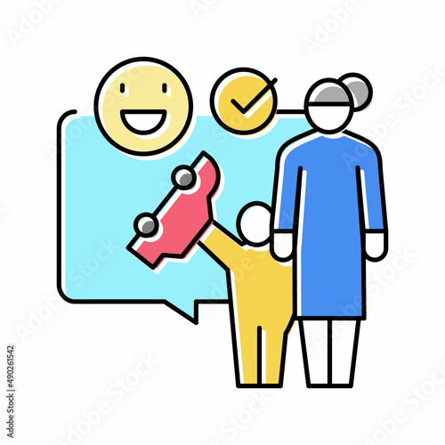 playing games babysitter and kid color icon vector illustration