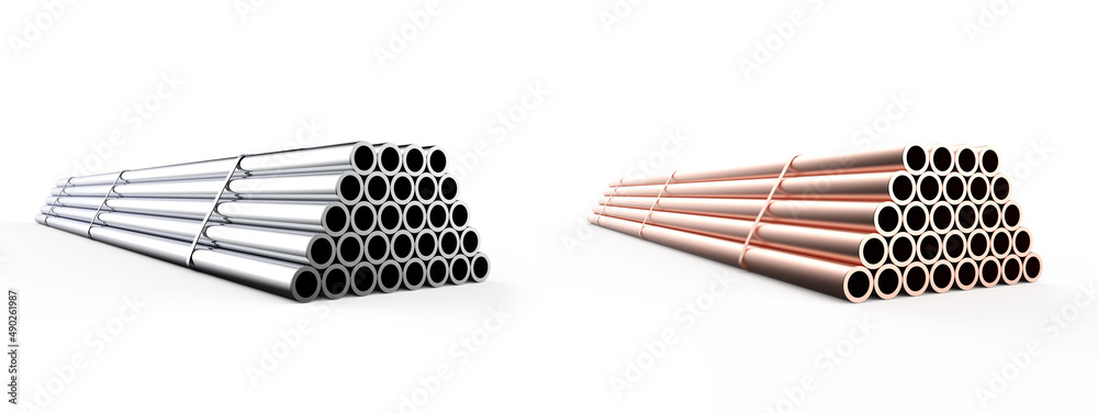 Heap of shiny metal and copper pipes Heap of shiny metal and copper pipes