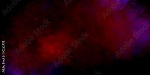 Fototapeta Naklejka Na Ścianę i Meble -  Abstract colorful bright ink and watercolor textures on black paper background. Paint leaks and ombre effects. Hand painted abstract image. Fantasy smooth light red abstract watercolor background.   