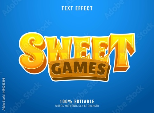 funny sweet games text effect with wood