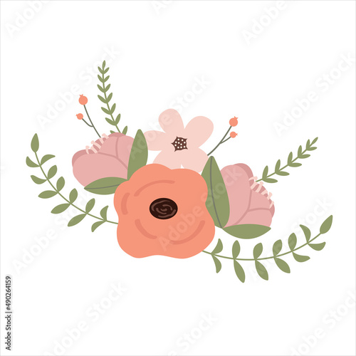 Fototapeta Naklejka Na Ścianę i Meble -  Simple vector flowers illustration for wedding cards