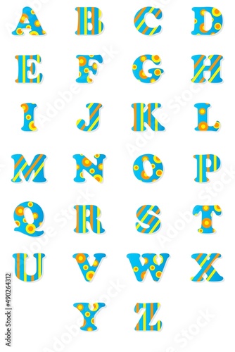Children's font in the cartoon style of 