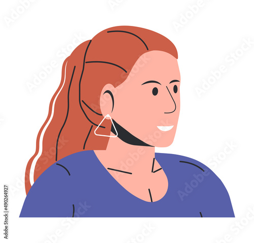 Red Haired Women in Dress Isolated.