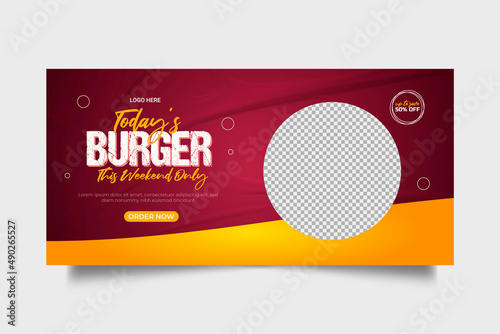 Food menu web banner template red and yellow  design