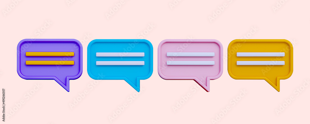 Set of 3d speak bubble. Chatting box, message box. 3D Illustrations.