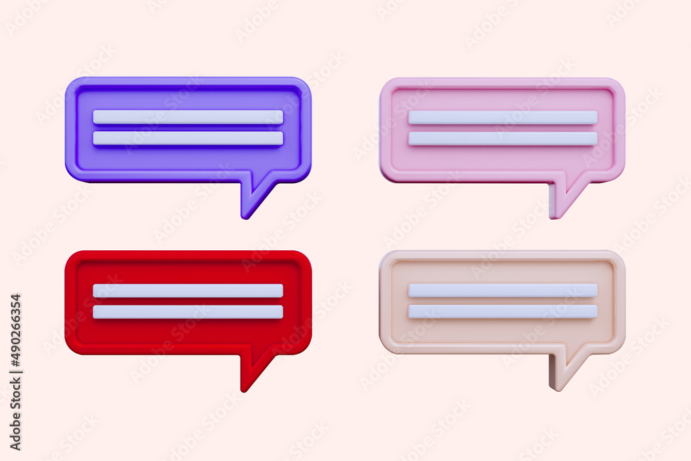Set of 3d speak bubble. Chatting box, message box. 3D Illustrations. Set of 3d speak bubble. Chatting box, message box. 3D Illustrations.