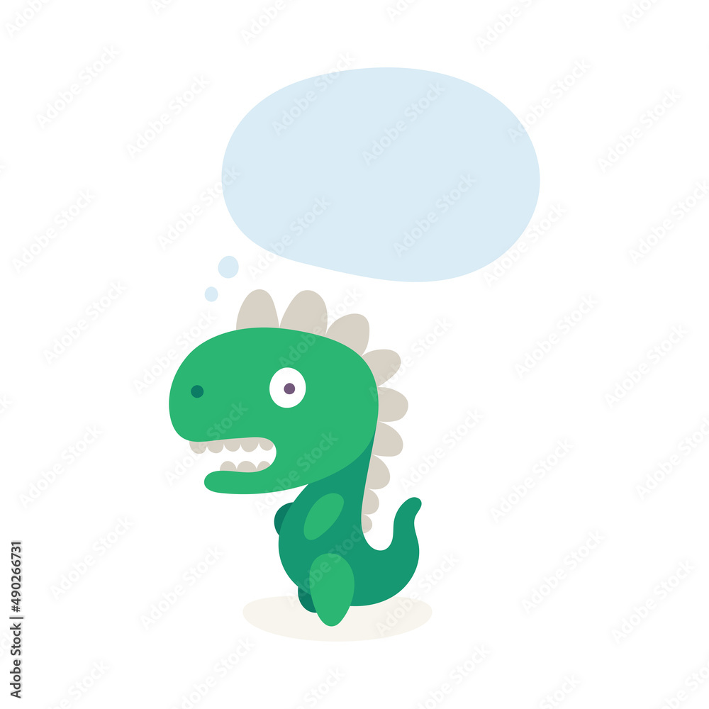 Thinking cute dinosaur with speech bubble. Dinosaur cartoon character illustration. Part of set. Thinking cute dinosaur with speech bubble. Dinosaur cartoon character illustration. Part of set.