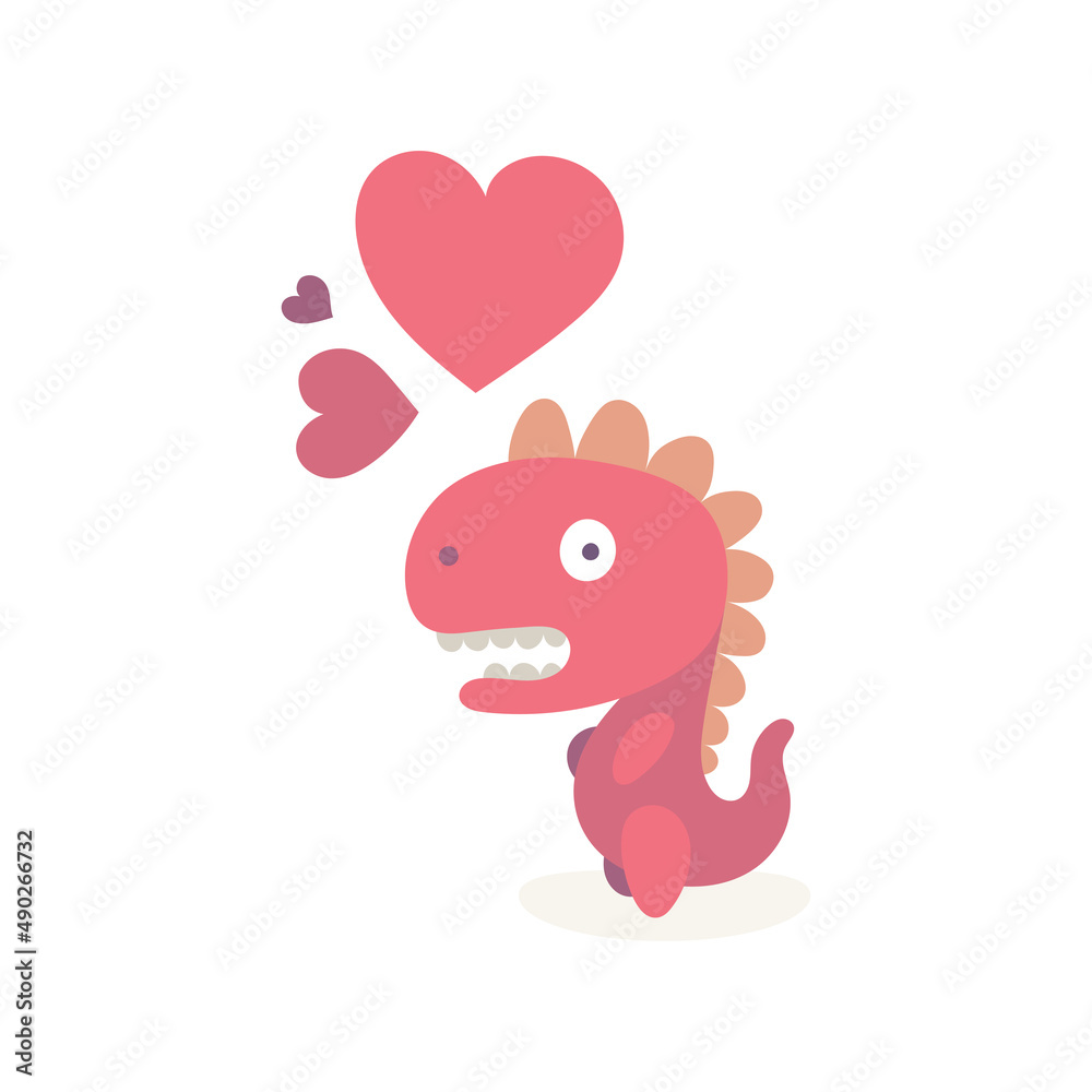 Dinosaur in love. Cute dinosaur and hearts. Dinosaur cartoon character illustration. Part of set. Dinosaur in love. Cute dinosaur and hearts. Dinosaur cartoon character illustration. Part of set.