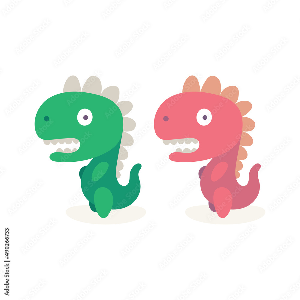 Cute dinosaur abstract illustration. Dinosaur cartoon character illustration. Part of set.