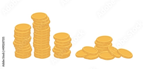 Stacks of coins. Logo gold coins reserve. Isolated vector colorful element. 