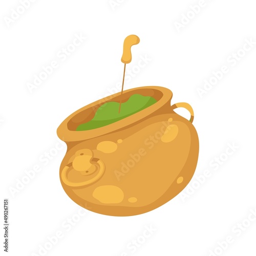A pot of porridge. Isolated vector colorful element. 