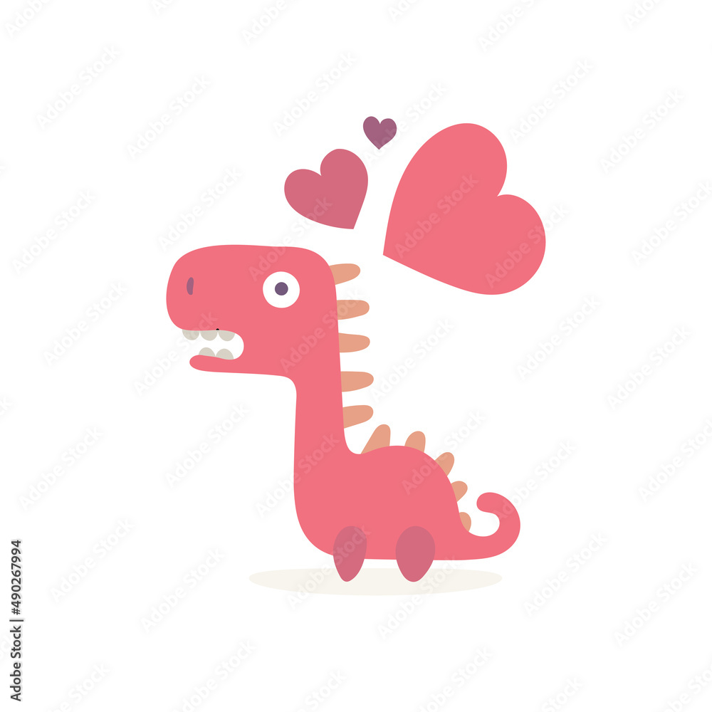 Dinosaur in love. Cute dinosaur and hearts. Dinosaur cartoon character illustration. Part of set. Dinosaur in love. Cute dinosaur and hearts. Dinosaur cartoon character illustration. Part of set.