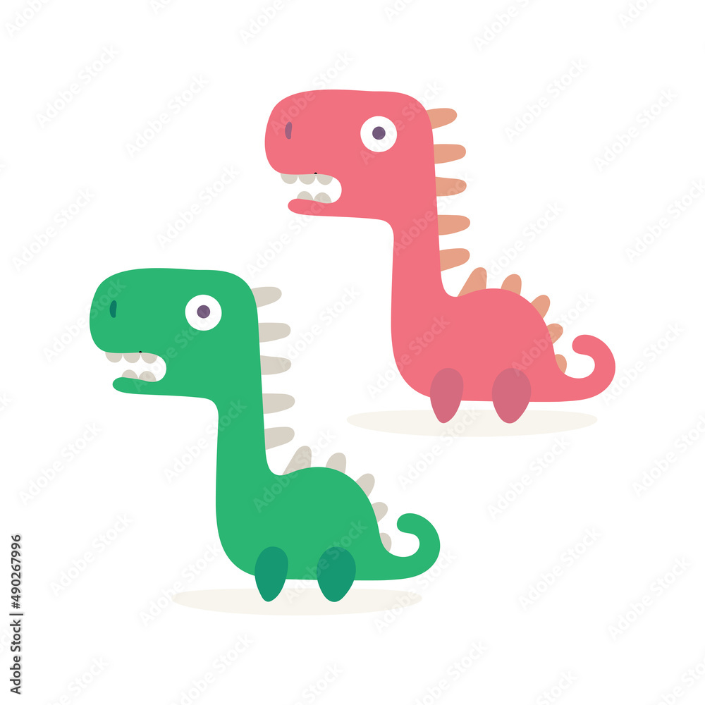 Fototapeta premium Cute dinosaur abstract illustration. Dinosaur cartoon character illustration. Part of set.