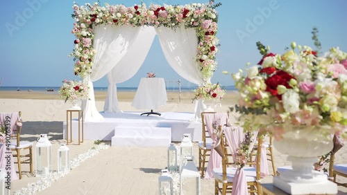 wedding reception at the beach photo